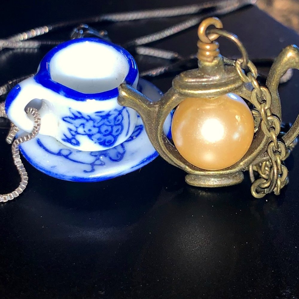 Tea Themed Mother-Daughter Necklace set